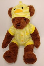 FAO Schwarz Teddy Bear Yellow Duck Outfit 12  Sitting Brown Soft Plush 2016 A267