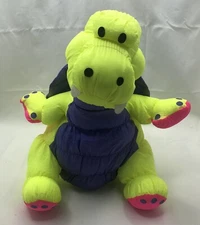 Vtg Stuffins Lumpy’s Gang Yellow Dragon Nylon Plush Dinosaur Puffalump Style 13”