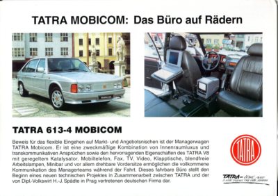 Tatra 613-4 Mobicom German market colour sales brochure/leaflet