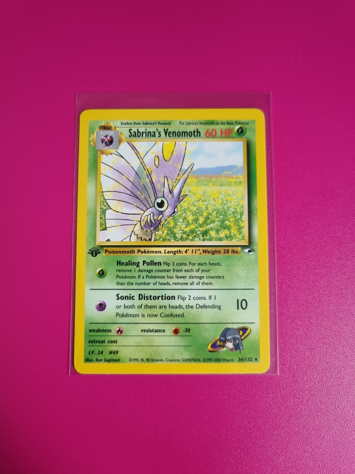 Pokemon Sabrina's Venomoth Non Holo 1st Edition Gym Heroes 34/132 Near Mint