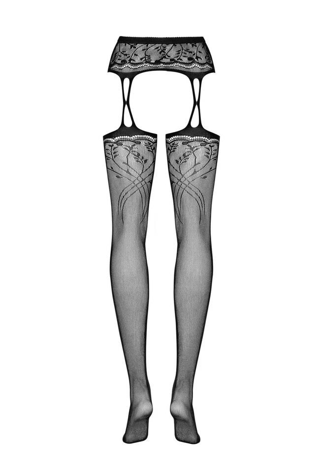 OBSESSIVE NETZ STRUMPFHOSE STRAPS OPTIK schwarz offen ouvert strümpfe clubwear - Bild 3 von 3