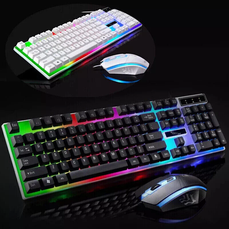 Gaming Keyboard Mouse Set USB Rainbow RGB LED Wired For PC Laptop PS5 Xbox One - Image 2 of 4