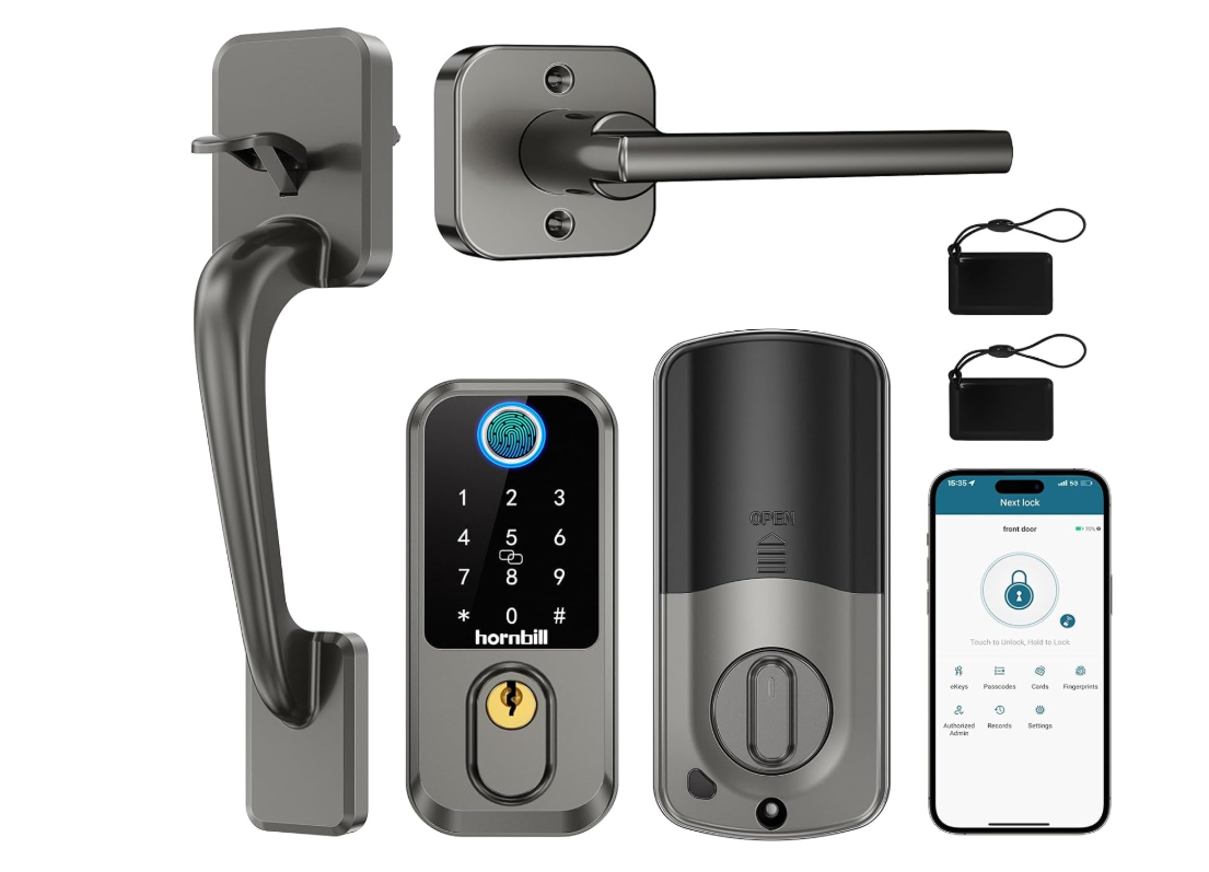 WiFi Smart Deadbolt Lock with Handle - Keyless Entry Front Door Lock by Hornbill  