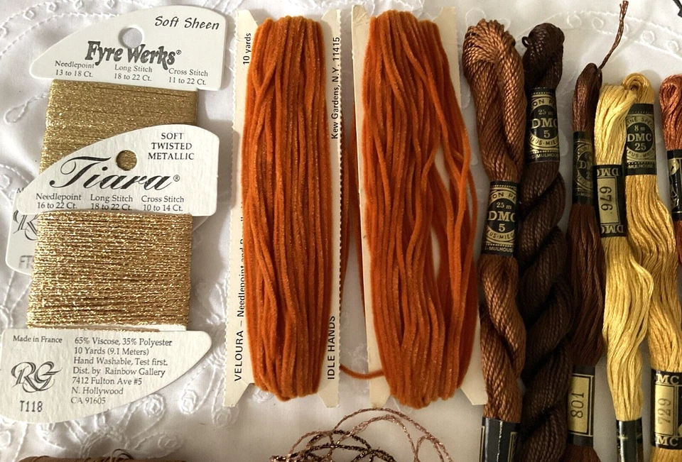 Needlepoint Needlework Threads Lot of 15 Assorted Brands in Autumn Fall Colors - Image 2 of 4