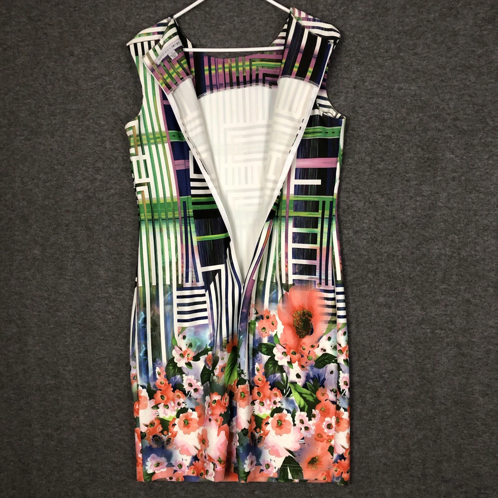 VETEMENTS MADISON LEIGH Sleeveless Knee Sheath Dress WMS 14 B Mixed Print Fairycore