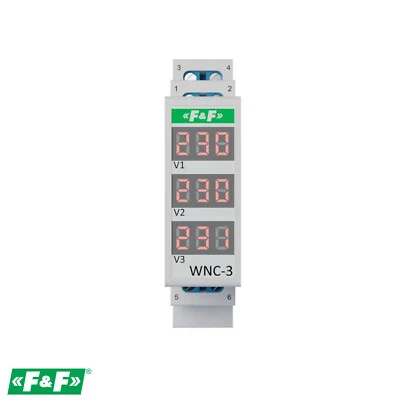 Indicatore di tensione voltmetro trifase 80-500V AC tensione IP20 F&F WNC-3