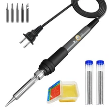 Soldering Iron Kit 60W Electric Welding Gun Tool Adjustable Temp Flux Paste Wire