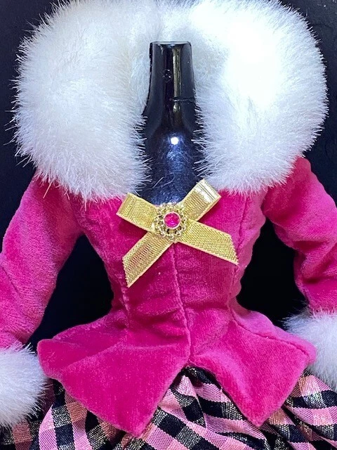 Барби розовый и черный чек и мех два изделия моды с туфли только что распакованы - Изображение 2 из 4