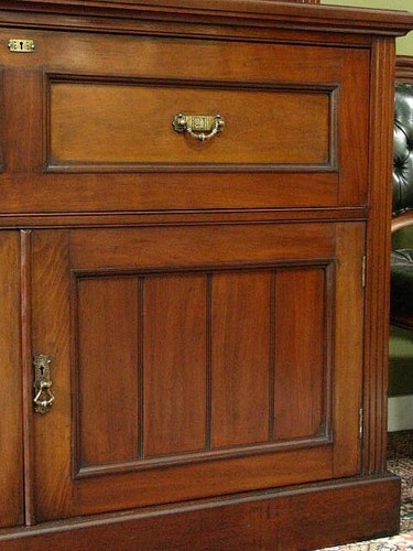 ANTIQUE WALNUT SECRETAIRE BOOKCASE/ DISPLAY CABINET WITH STORAGE BELOW c1900s - Picture 8 of 19