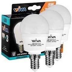 Tripack Lampadine LED E14 5W MiniGlobo P45 - Luce Fredda 6000K - PROMO 3X2
