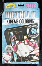 Hello Kitty Metallic Xtreme Coloring 10pg Black Paper  4 Magic Crayola Markers
