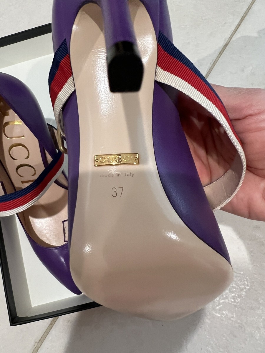 Gucci malaga kid Violet Mary Jane Heels 37 | eBay