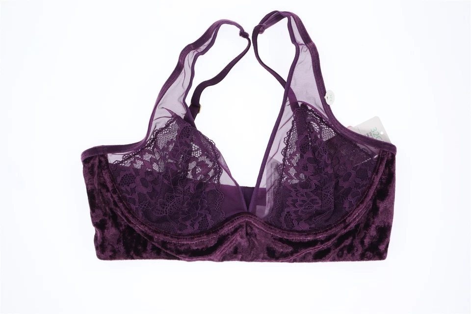 Sujetador Honeydew 155402 Intimates Isabella Encaje y Terciopelo Púrpura 35065 Negro 32C Foto 2 de 3