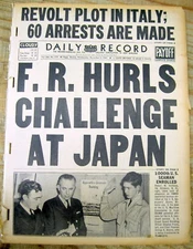 Dec 3, 1941 newspaper PRESIDENT F D ROOSEVELT WARNS JAPAN b4 PEARL HARBOR ATTACK