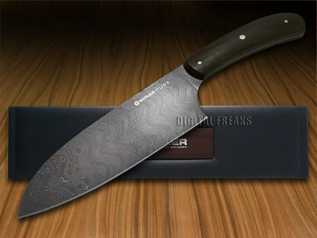 Boker Pure Premium Kitchen Cutlery Bog Oak Damascus Santoku Knife
