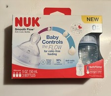 NUK Smooth Flow, Anti-Colic Bottle, 0 Months, 3 Bottles, 10 oz 300 ml 