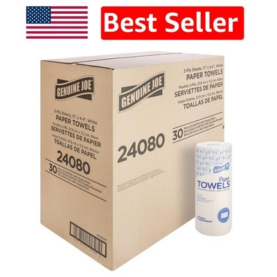 Eco-Friendly 2-Ply Paper Towels - Pack of 30 Rolls, Perforated for Ease