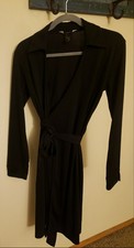 Express Black Wrap Dress, V-Neck, Knee Length, Knit Polyester, Size 5/6, NWOT!