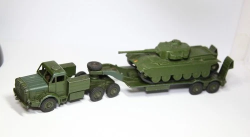 Dinky 698 Mighty Antar Tank Transporter With Tank - Vintage 1950s Model