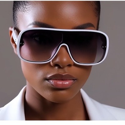 Sunglasses Women Fashion Trendy White Frame UV400 Protect Shades Flat Top Gafas