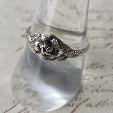 Bague Religieuse Ancienne en Argent T52 Intérieur Vierge Emaillée Bleue