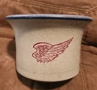 Red Wing Stoneware Small Bowl Crock Blue Flared Rim  4" Tall  6 .25" Wide