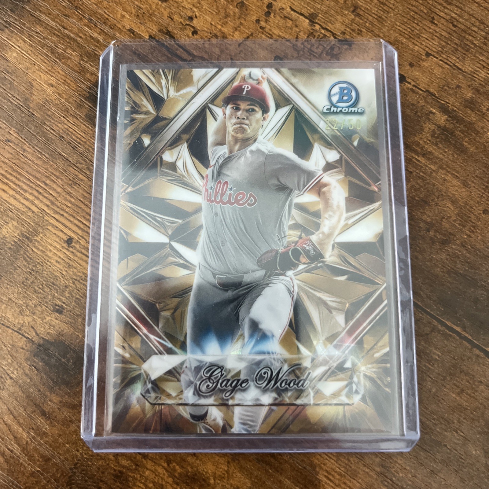2025 Bowman Draft Sapphire Gage Wood Selections Gold Refractor #/50 Phillies