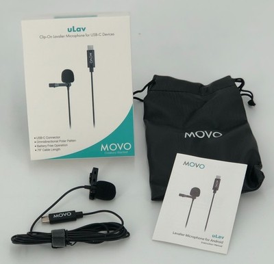 Movo uLav USB-C Lavalier Clip On Microphone for Android, iPad Pro, Smartphone