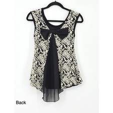 Vintage 90s Y2K Julie's Closet Sheer Lace Embroidered Layer Bow Top L Whimsigoth