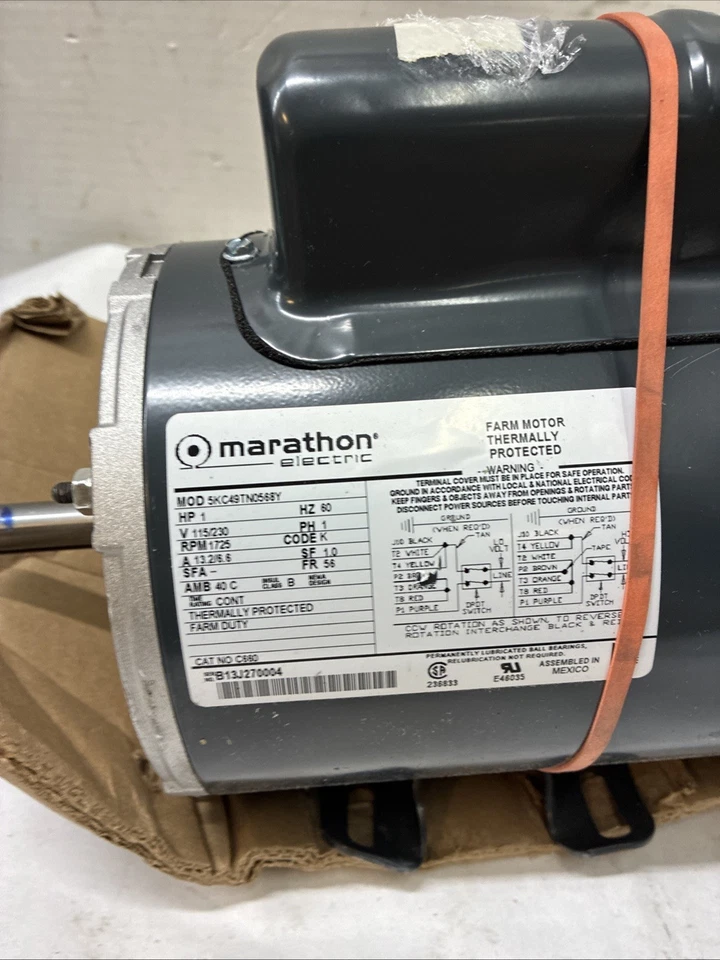 Marathon 5KC49TN0568Y General Purpose Motor, 1 HP, 1 Ph, 60 Hz, 115/230 V, 1800 - Image 2 of 4