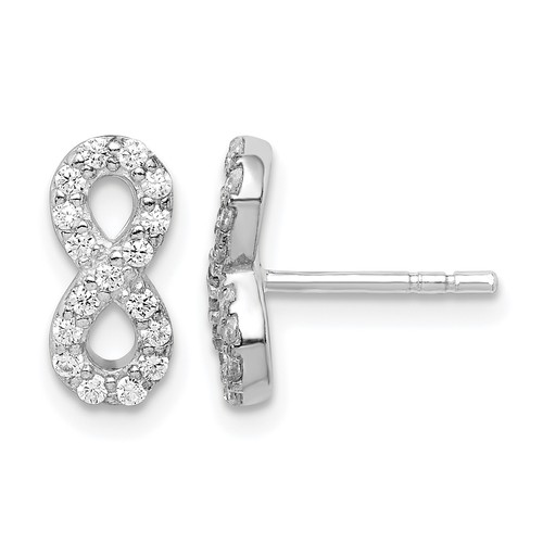 925 Sterling Silver 5.11x11.15mm CZ Infinity Post Earrings