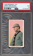 T206 Piedmont 150 Jimmy Sheckard No Glove Showing PSA EX 5