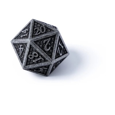Easy Roller Metal d20 - Bordered Silver Dragon Scale New