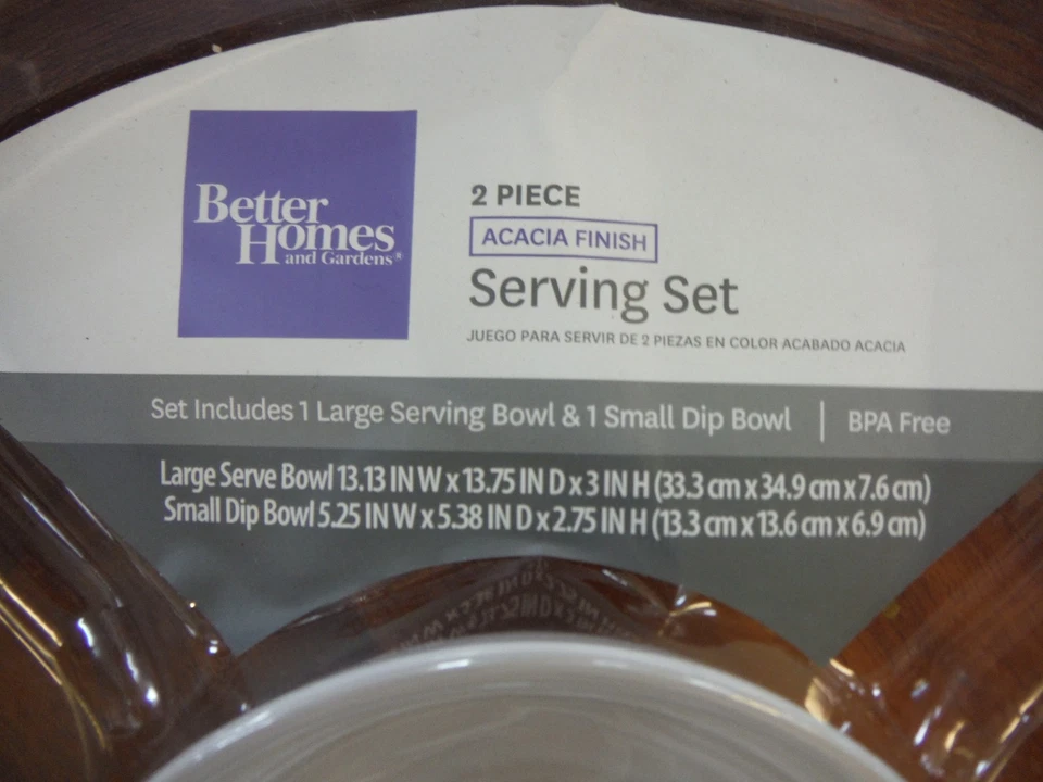 BETTER HOMES & GARDENS 2 PIECE ACACIA FINISH SERVING SET *NEW* - Image 2 of 4