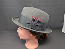  Sz. 7 VINTAGE Royal Stetson Slate Gray HOMBURG Fedora Hat Charcoal