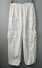 Aeropostale Parachute Cargo Pants Size M White Drawstring Baggy Gorpcore Street