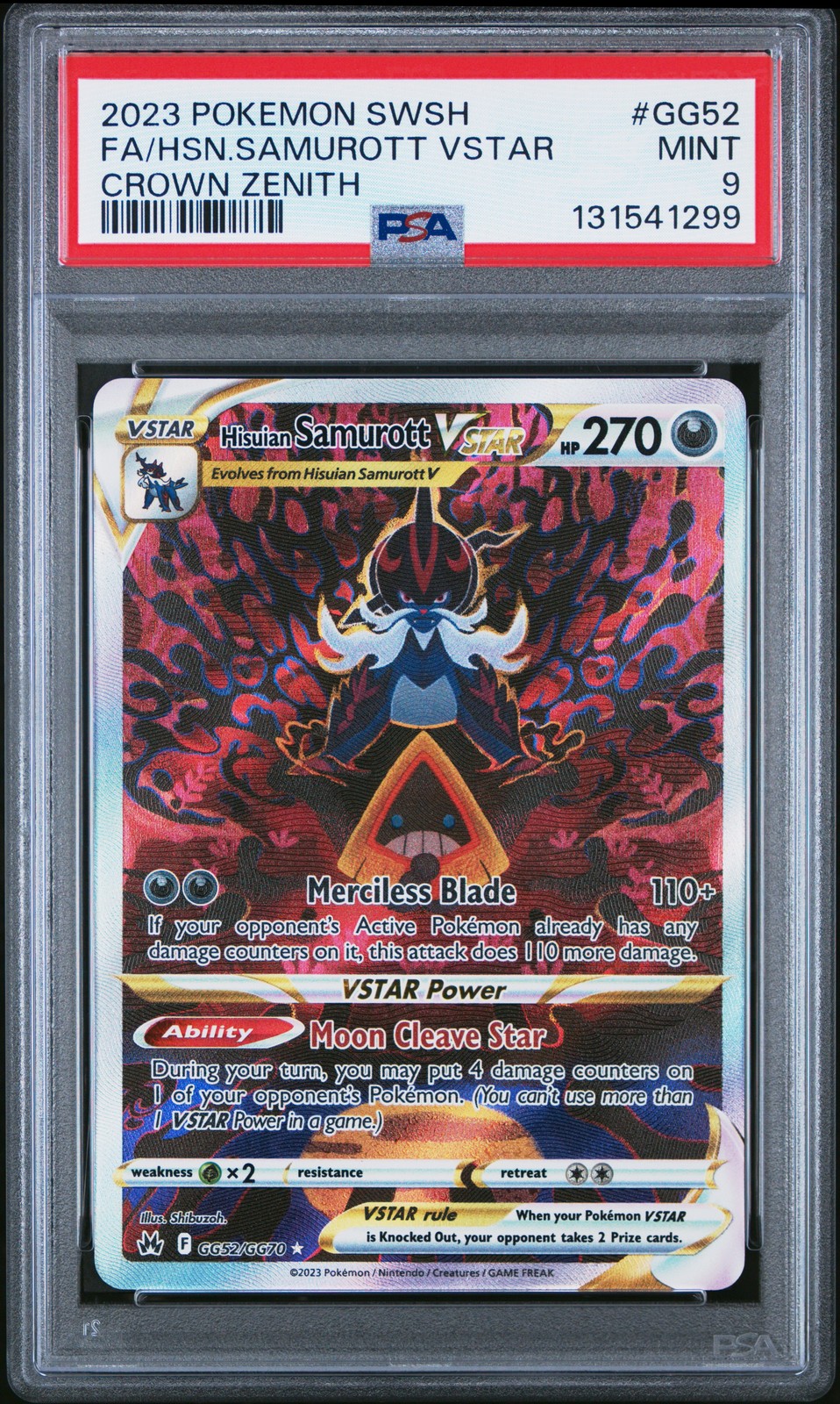 2023 POKEMON SWORD & SHIELD CROWN ZENITH FULL ART/HISUIAN SAMUROTT VSTAR PSA 9