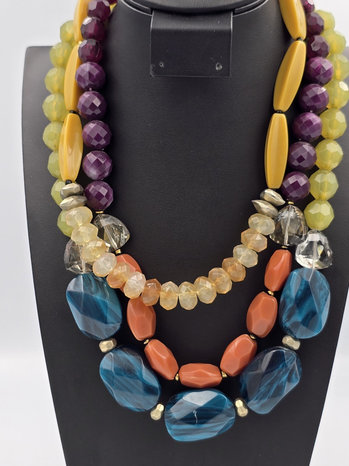 Chunky Multi-Strand Statement Necklace Bold Color… - image 1