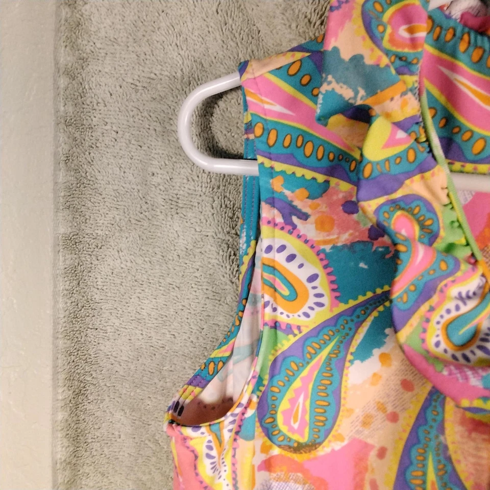 Mameluco Lulu B Mujer Pequeño Multicolor Paisley Volantes Cuello Cremallera Bolsillos Elástico Foto 3 de 4