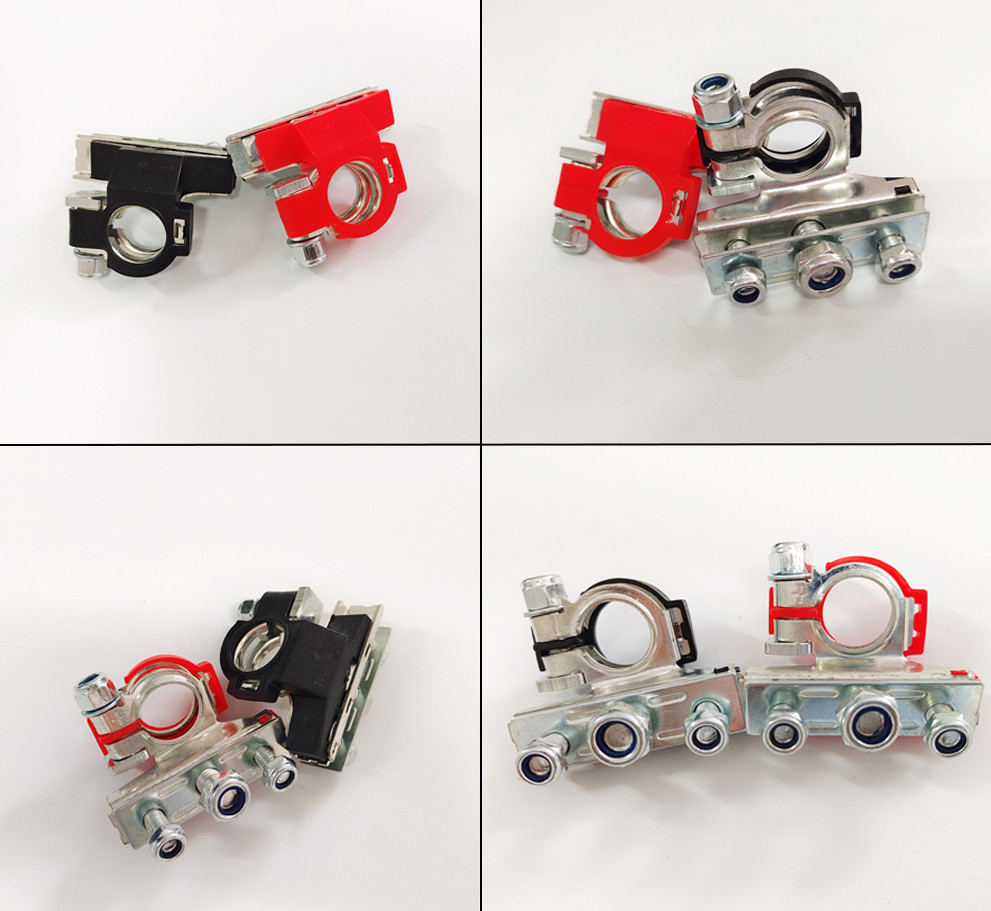 2Pcs Auto Battery Terminal Quick Connector Cables Clamps 3 Way Positive Negative