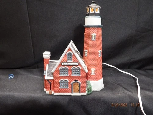 Vtg Lemax Rocky Point Lighthouse Christmas Village House-1997-C107