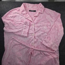 Lauren Ralph Lauren Pajama Set Women XL Pink Paisley Cotton 2pc Sleepwear