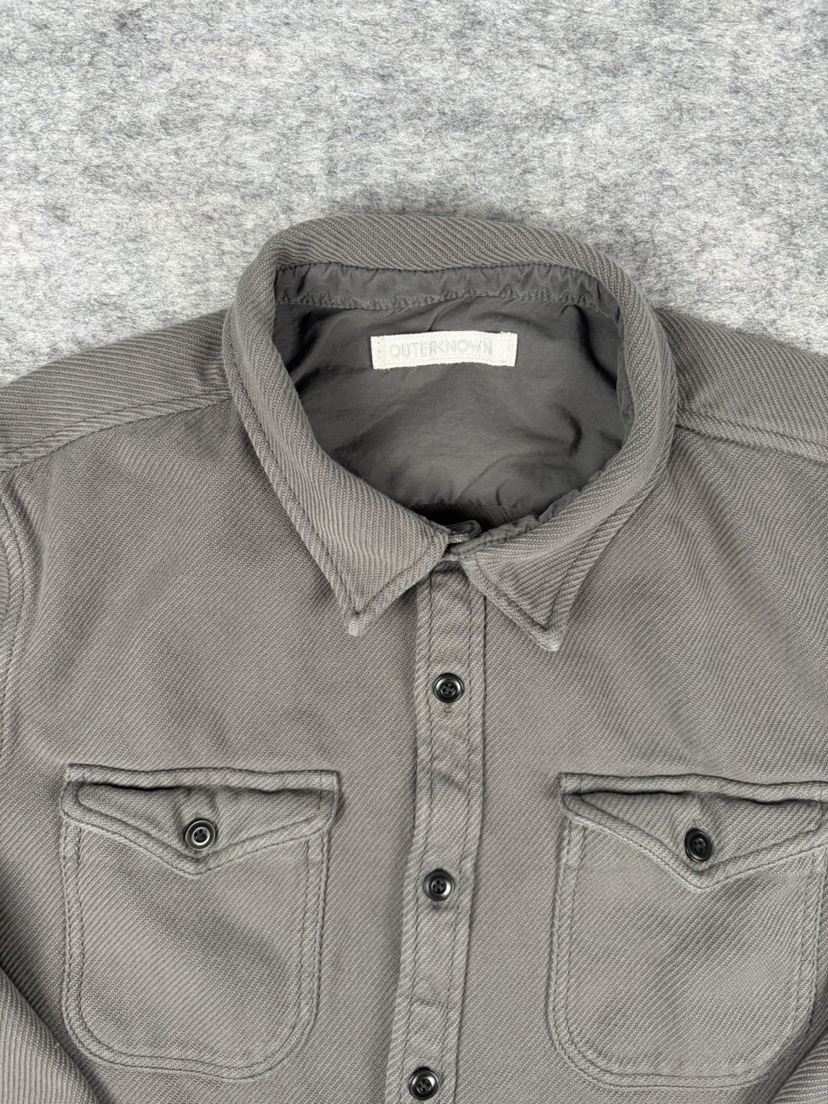 OUTERKNOWN Mens L Flannel Solid Gray Blanket Shir… - image 2