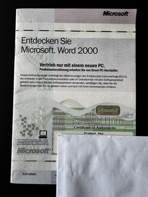 Microsoft word 2000 deutsch Key, Lizenz, Handbuch - VINTAGE