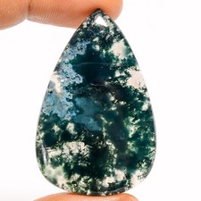 100 Natural Moss Agate Pear Shape Cabochon Loose Gemstone 49 Ct 44X28X4mm UG355
