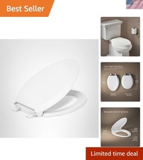 Toilet Seat Soft Close Elongated Slow Close Quiet Lid Grip-Tight Hardware