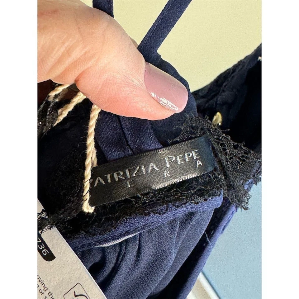 Maxi Vestido Patrizia Pepe Sera Nuevo con Etiquetas Azul Encaje Talla Medianoche IT 42/US 6 Foto 2 de 4