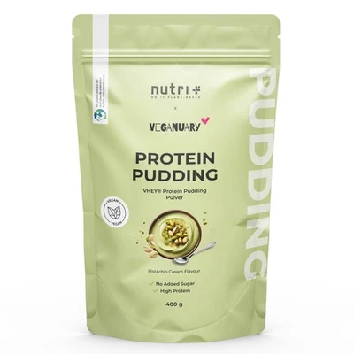 NUTRI-PLUS High Protein Pudding - Schokolade Vanille Pistazie vegan - Eiweiß Dessert Pulver
