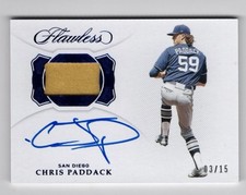 2019 Panini Flawless - Patch Autographs Chris Paddack #PA-CP Sapphire /15 RC AU