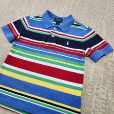 Polo Ralph Lauren Shirt Kids 5 Mesh Multi Stripe Cotton Polo Preppy Academia